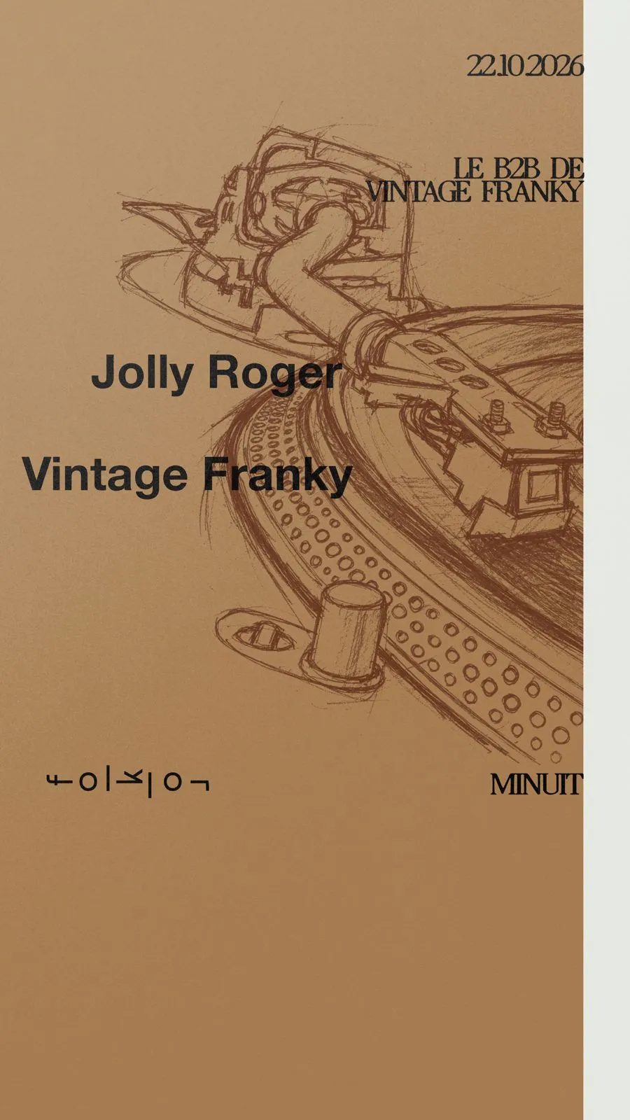 Affiche : Le b2b de Vintage Franky /// Jolly Roger b2b Vintage Franky, au Folklor, jeudi 22 octobre