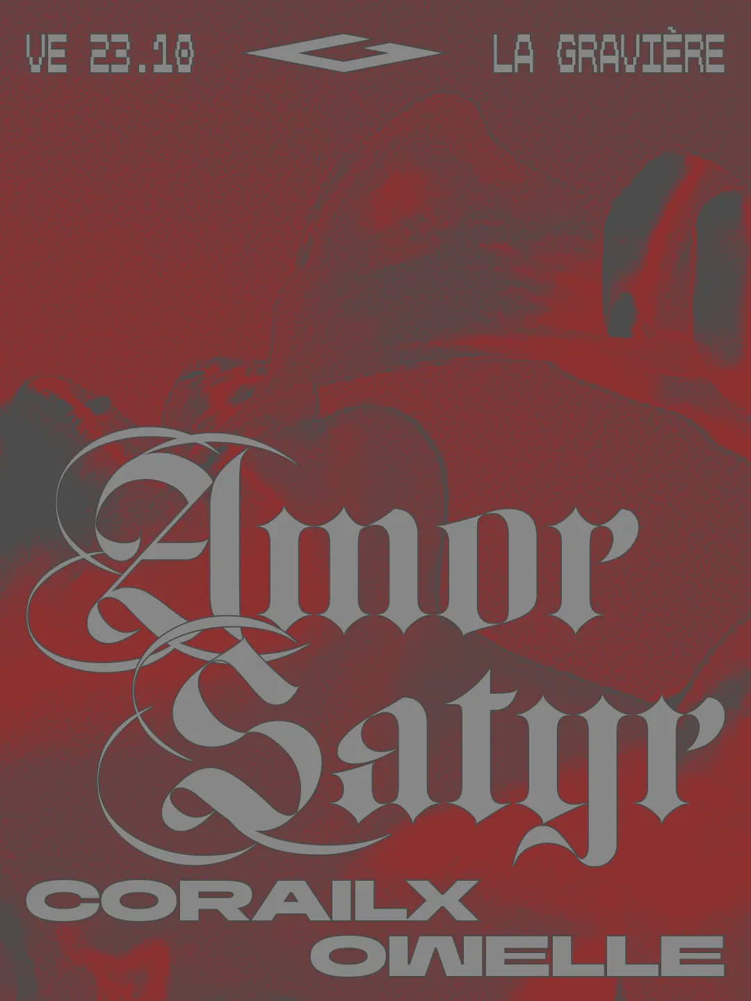 Affiche : Amor Satyr · Corailx · Owelle, à La Gravière, vendredi 23 octobre